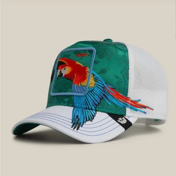Goorin Bros "Honduras Macaw" Parrot Bird GUAPO Embroidered Hat White Green NWT - Picture 4 of 9